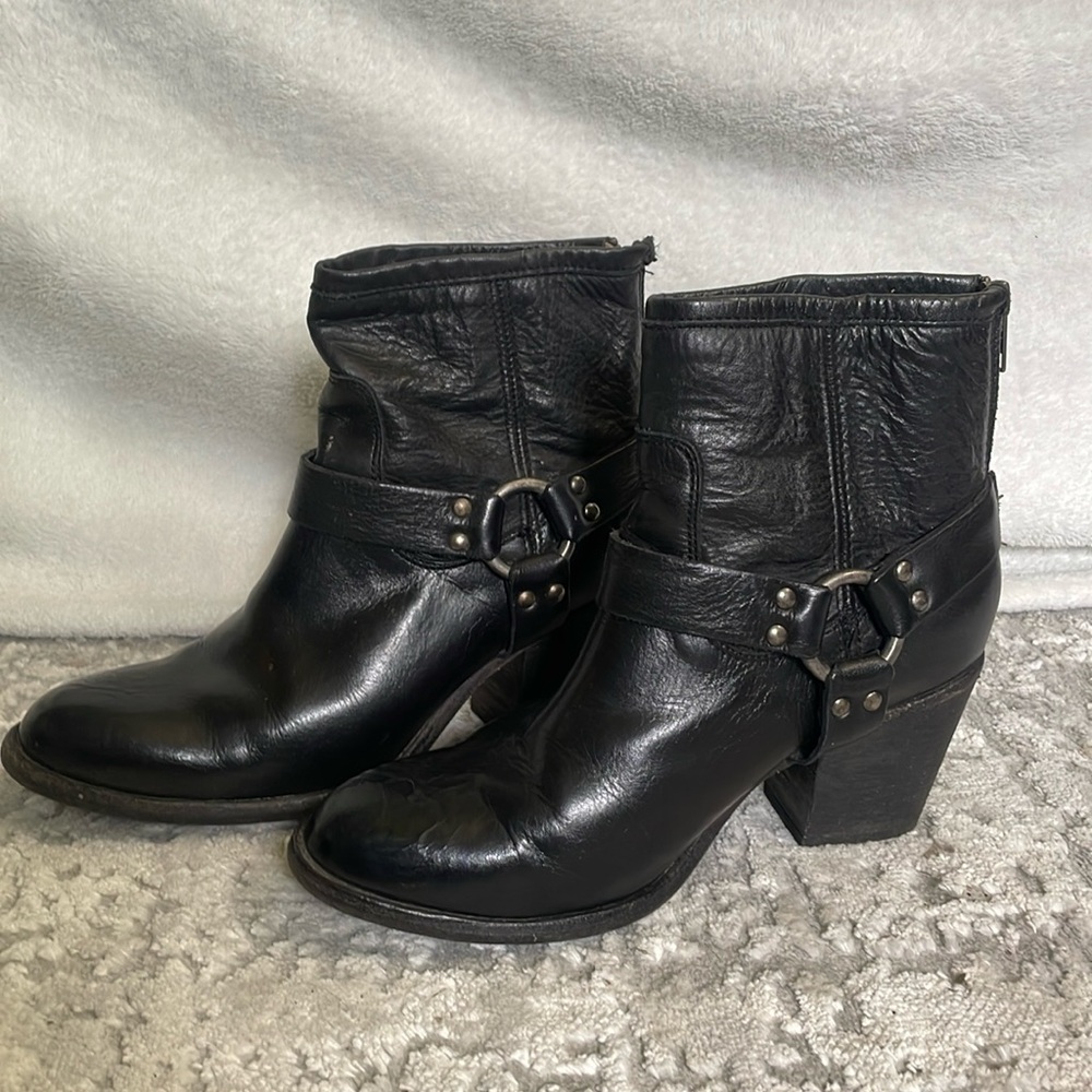 Frye black harness booties